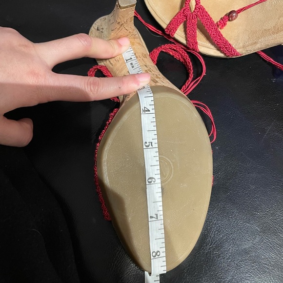 Vintage y2k Knit Crochet laceup Slingback ankle ties strap pumps cone platforms - Picture 11 of 11